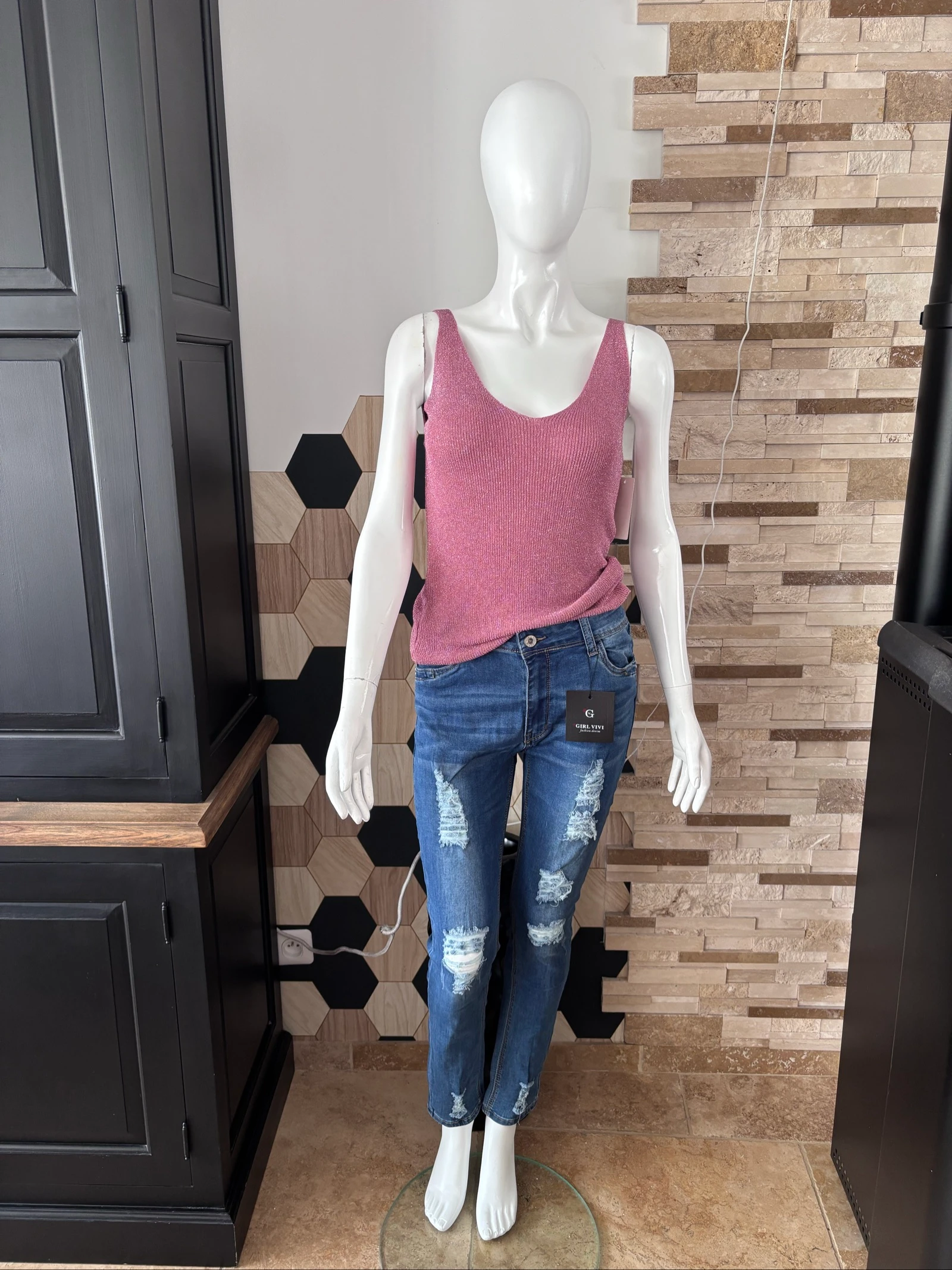 Débardeur lurex magenta  – photo 3